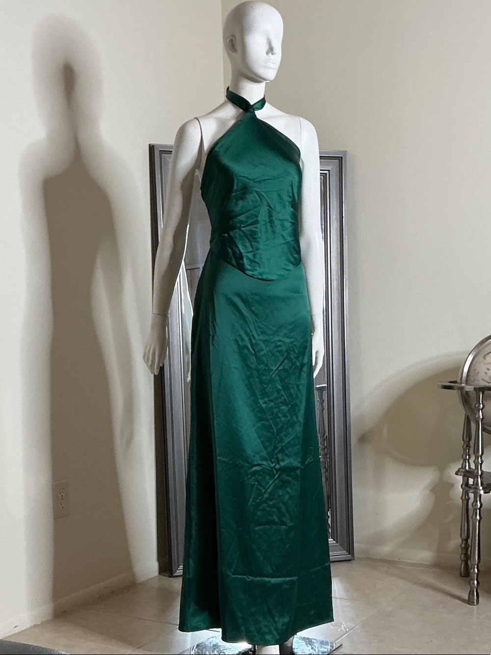 Luxxel Emerald Green Halter Maxi Dress